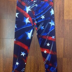 LulaRoe Patriotic Star Print Kids Leggings